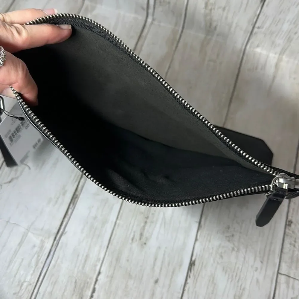 Etienne Aigner Black Leather Wristlet Clutch‎ Studded NEW with tags